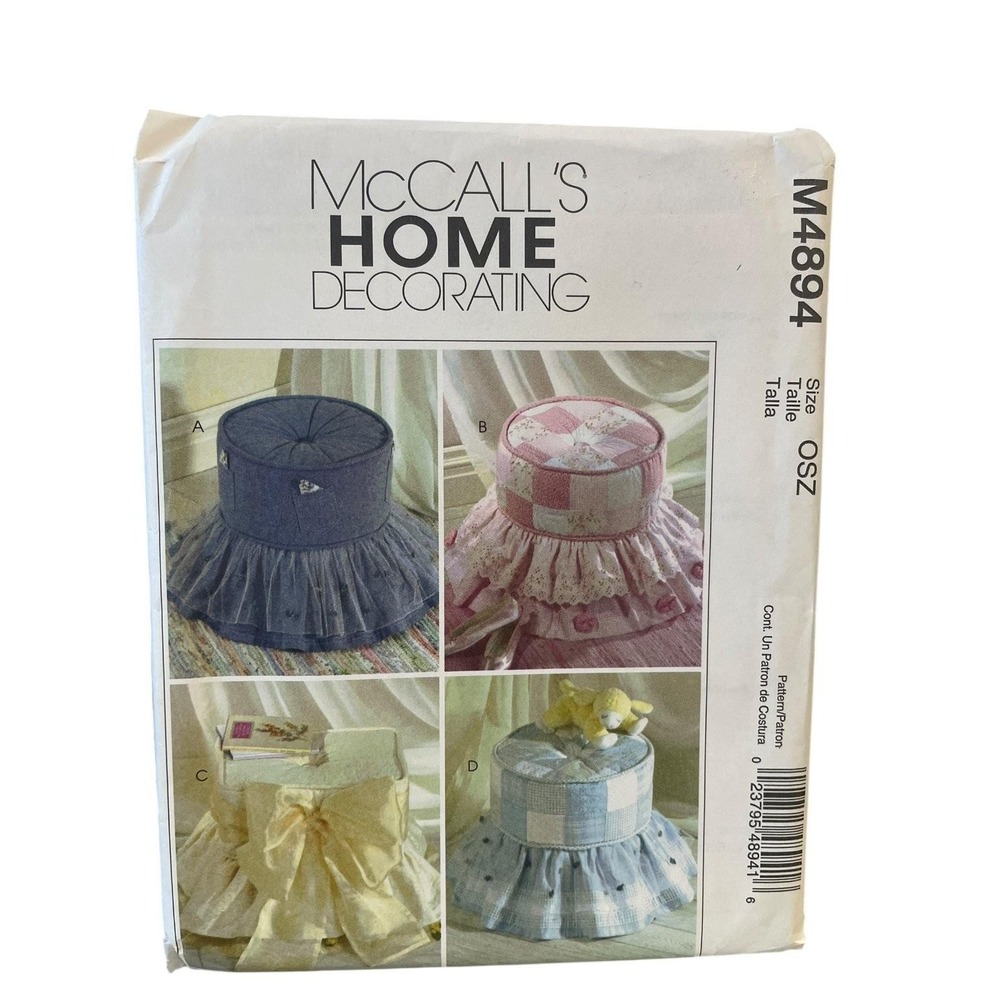 McCALL'S M4894 Home Decorating Ottoman Cover OSZ Patchwork Pattern UNCUT FF